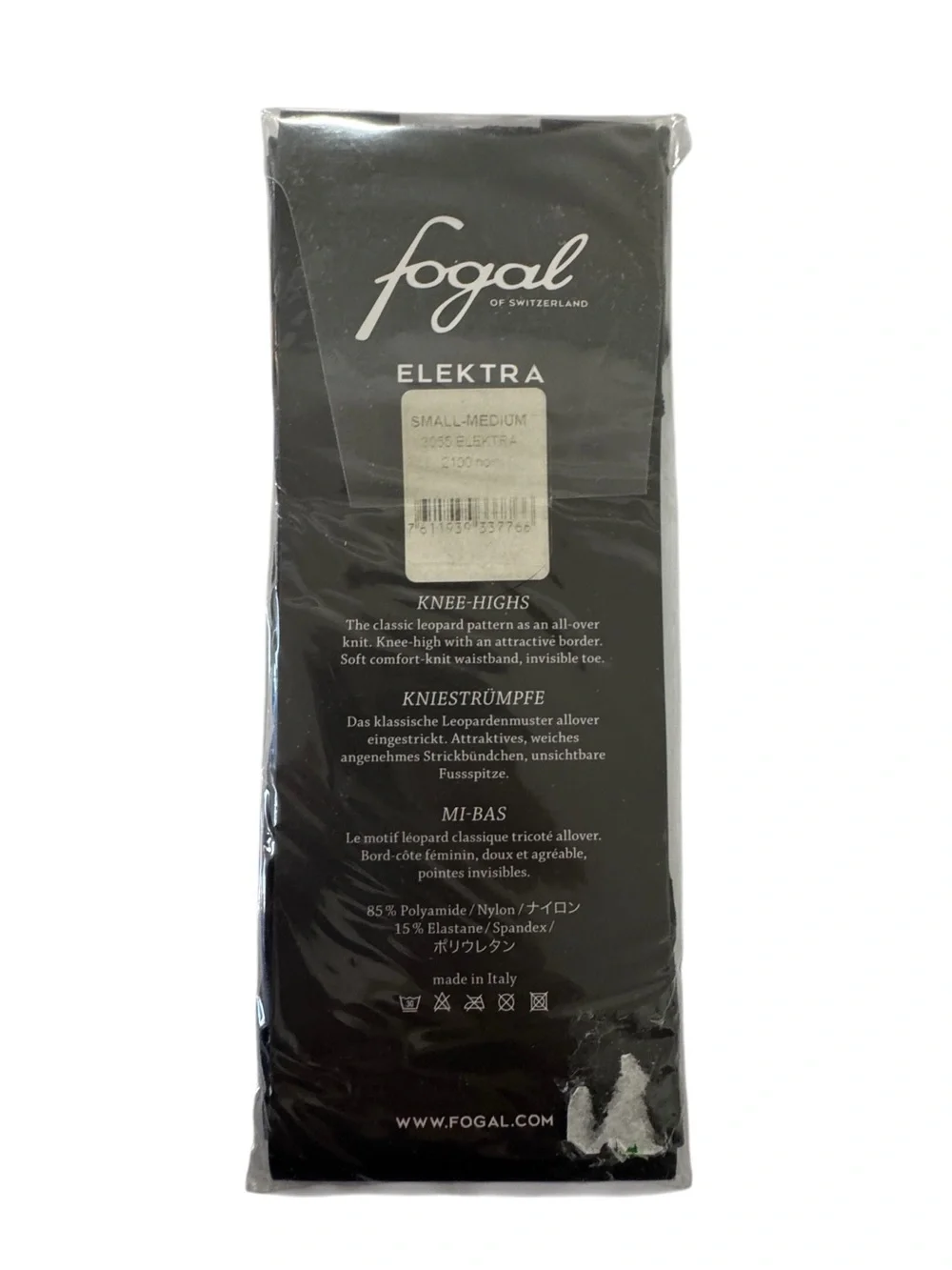 Elektra Knee-High Sheer Socks in Black - Leopard Pattern S/M